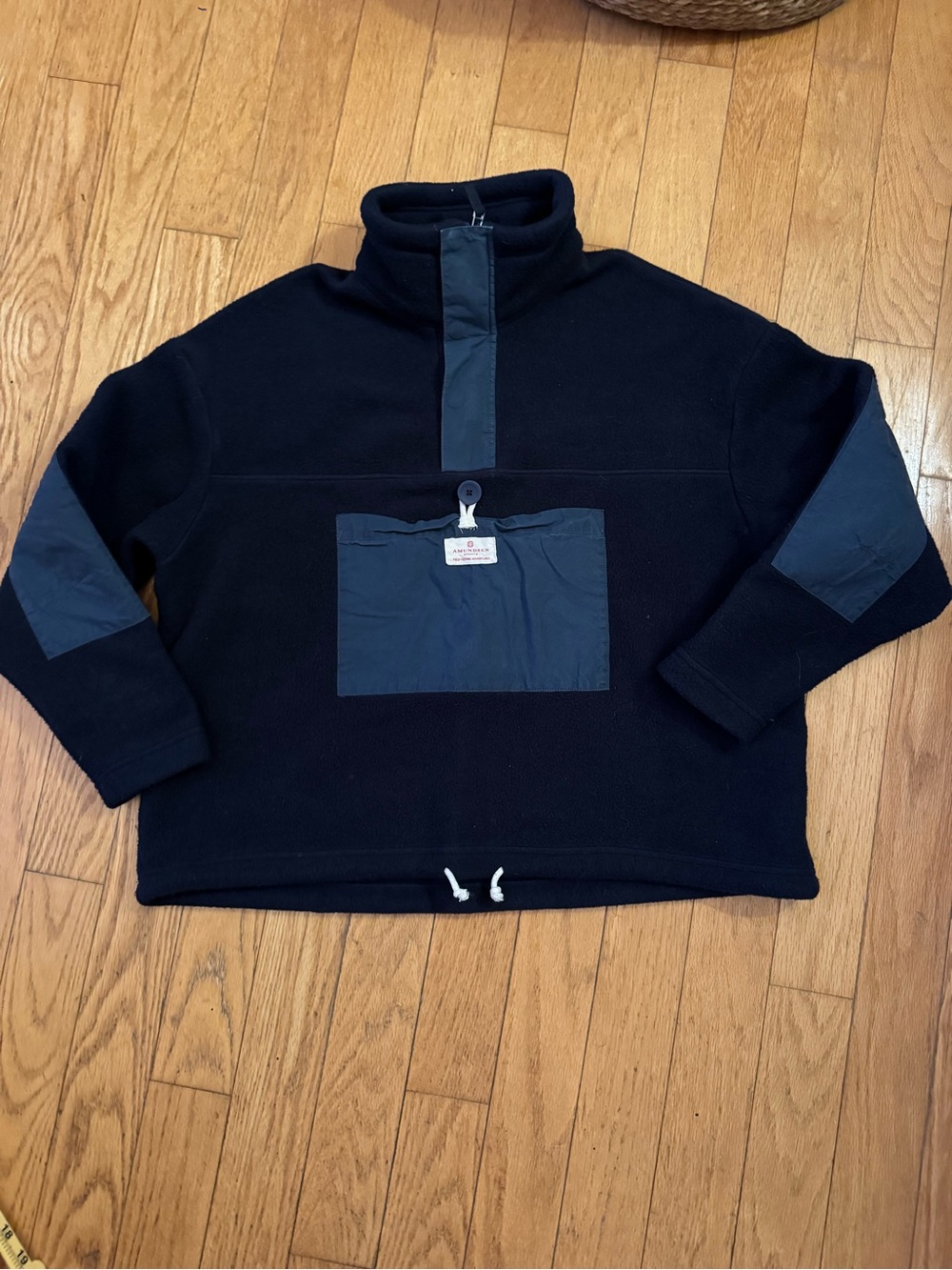 AMUNDSEN Women Vagabond Waxed Fleece Pullover Norwegian Navy Outdoor Hiking Wool
